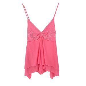 Girls Only Tank Top Womens Medium Y2K Beaded Spaghetti Babydoll Vintage Sexy